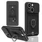 Sliding Camshield Magnetic Card Holder Silicone Phone Case, For iPhone 15, For iPhone 14 Plus, For iPhone 14, For iPhone 14 Pro