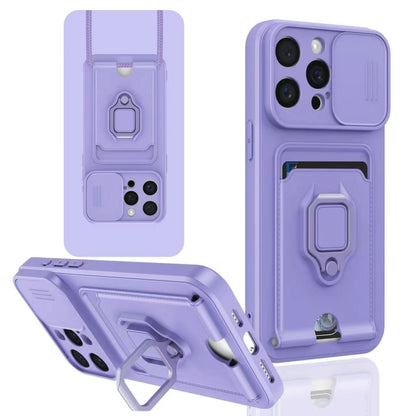 Sliding Camshield Magnetic Card Holder Silicone Phone Case, For iPhone 15, For iPhone 14 Plus, For iPhone 14, For iPhone 14 Pro
