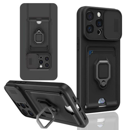 Sliding Camshield Magnetic Card Holder Silicone Phone Case, For iPhone 13, For iPhone 12, For iPhone 12 Pro Max, For iPhone 12 Pro
