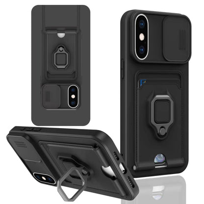 Sliding Camshield Magnetic Card Holder Silicone Phone Case, For iPhone XS Max, For iPhone 7 Plus / 8 Plus