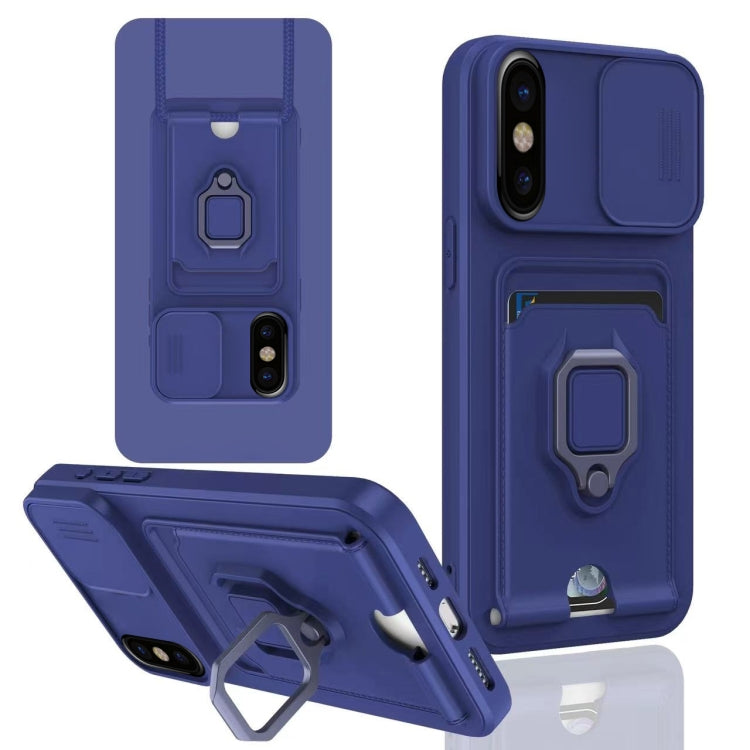 Sliding Camshield Magnetic Card Holder Silicone Phone Case, For iPhone 11, For iPhone 11 Pro, For iPhone X / XSS, For iPhone XR