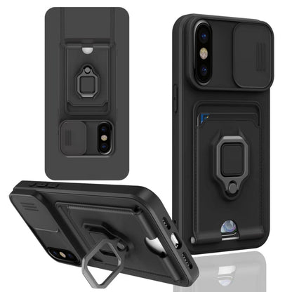 Sliding Camshield Magnetic Card Holder Silicone Phone Case, For iPhone 11 Pro Max, For iPhone 11, For iPhone 11 Pro, For iPhone X / XSS
