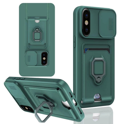 Sliding Camshield Magnetic Card Holder Silicone Phone Case, For iPhone 11, For iPhone 11 Pro, For iPhone X / XSS, For iPhone XR