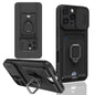 Sliding Camshield Magnetic Card Holder Silicone Phone Case, For iPhone 16 Pro Max, For iPhone 16 Pro, For iPhone 16 Plus, For iPhone 16