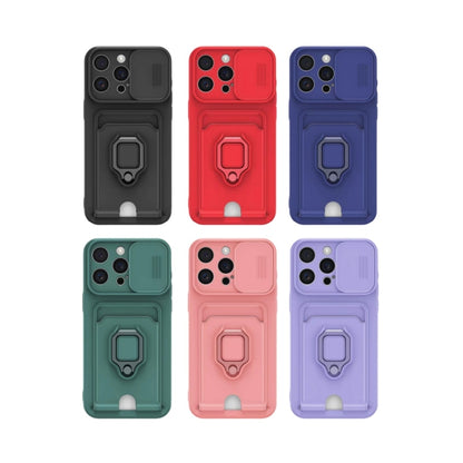 Sliding Camshield Magnetic Card Holder Silicone Phone Case, For iPhone 15, For iPhone 14 Plus, For iPhone 14, For iPhone 14 Pro