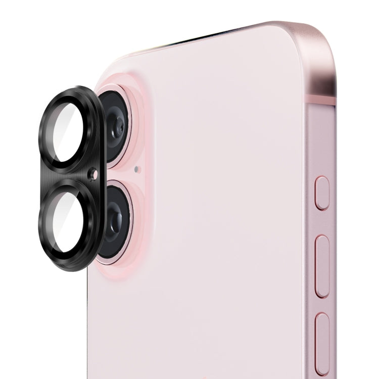 ENKAY Aluminium Alloy Tempered Glass Lens Cover Film, For iPhone 16 / 16 Plus