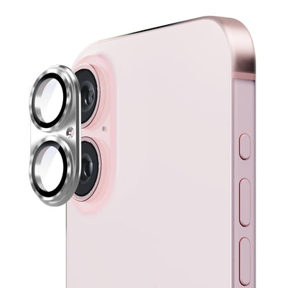 ENKAY Aluminium Alloy Tempered Glass Lens Cover Film, For iPhone 16 / 16 Plus