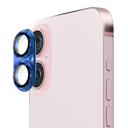 ENKAY Aluminium Alloy Tempered Glass Lens Cover Film, For iPhone 16 / 16 Plus