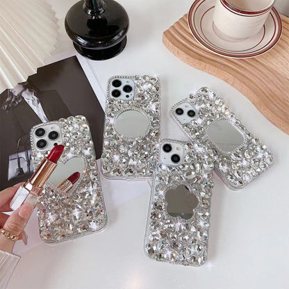 Mirror Handmade Bling Rhinestone PC Phone Case, For iPhone 17e / 16e, For iPhone 16 Pro Max, For iPhone 16 Pro, For iPhone 16 Plus, For iPhone 16, For iPhone 15 Pro Max