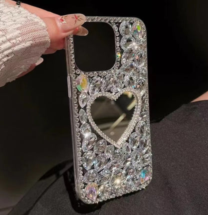 Mirror Handmade Bling Rhinestone PC Phone Case, For iPhone 14 Pro Max, For iPhone 13 Pro Max, For iPhone 13 Pro, For iPhone 13, For iPhone 13 mini, For iPhone 12