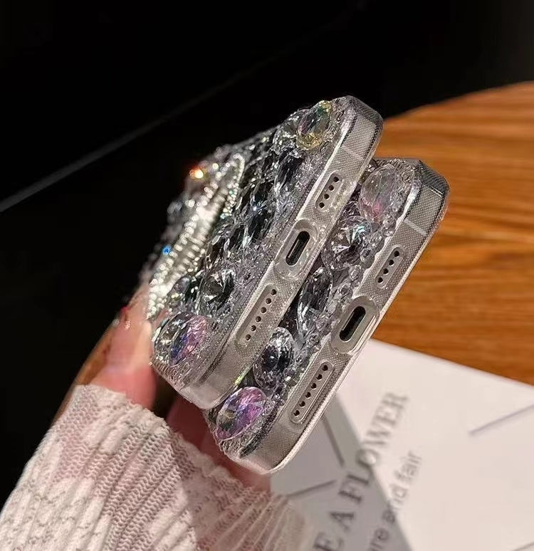 Mirror Handmade Bling Rhinestone PC Phone Case, For iPhone 15 Pro, For iPhone 15 Plus, For iPhone 15, For iPhone 14 Plus, For iPhone 14, For iPhone 14 Pro
