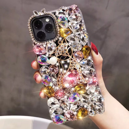 Handmade Bling Rhinestone Gemstone Fox PC Phone Case, For iPhone 17e / 16e, For iPhone 16 Pro Max, For iPhone 16 Pro, For iPhone 16 Plus, For iPhone 16, For iPhone 15 Pro Max