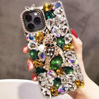 Handmade Bling Rhinestone Gemstone Fox PC Phone Case, For iPhone 17e / 16e, For iPhone 16 Pro Max, For iPhone 16 Pro, For iPhone 16 Plus, For iPhone 16, For iPhone 15 Pro Max