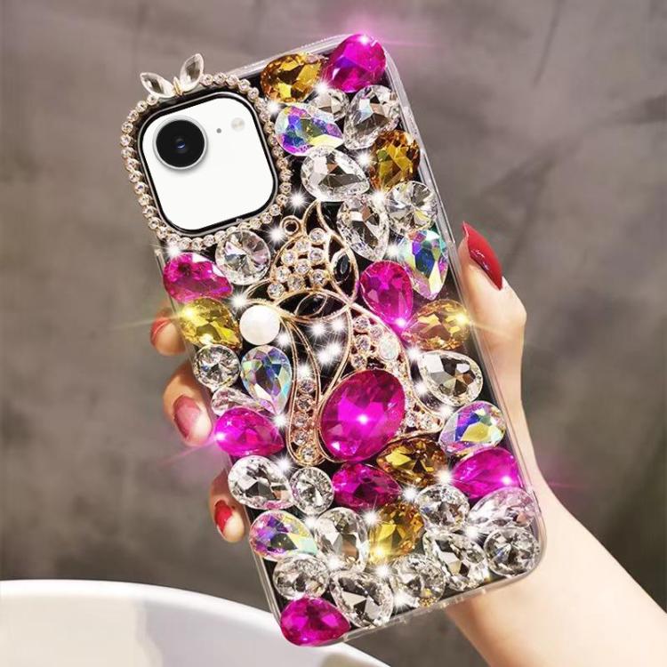 Handmade Bling Rhinestone Gemstone Fox PC Phone Case, For iPhone 17e / 16e, For iPhone 16 Pro Max, For iPhone 16 Pro, For iPhone 16 Plus, For iPhone 16, For iPhone 15 Pro Max