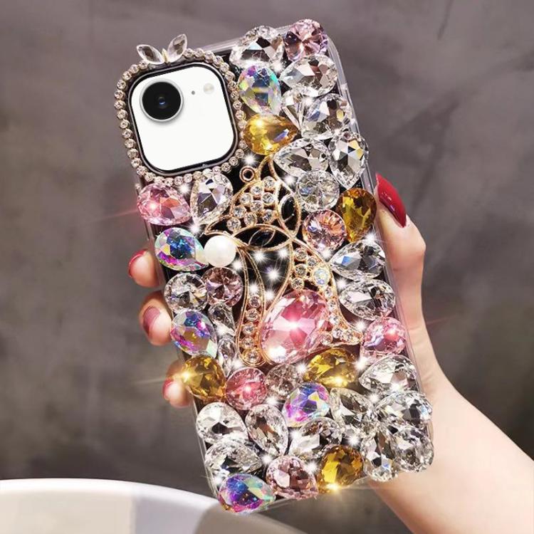 Handmade Bling Rhinestone Gemstone Fox PC Phone Case, For iPhone 17e / 16e, For iPhone 16 Pro Max, For iPhone 16 Pro, For iPhone 16 Plus, For iPhone 16, For iPhone 15 Pro Max