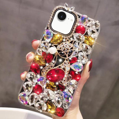 Handmade Bling Rhinestone Gemstone Fox PC Phone Case, For iPhone 17e / 16e, For iPhone 16 Pro Max, For iPhone 16 Pro, For iPhone 16 Plus, For iPhone 16, For iPhone 15 Pro Max
