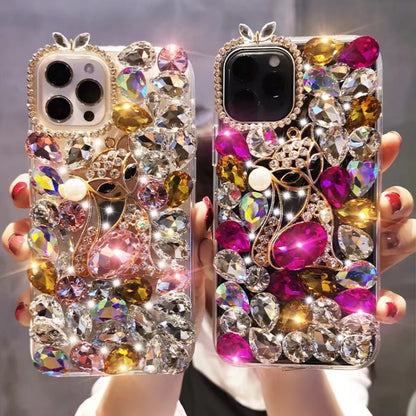 Handmade Bling Rhinestone Gemstone Fox PC Phone Case, For iPhone 17e / 16e, For iPhone 16 Pro Max, For iPhone 16 Pro, For iPhone 16 Plus, For iPhone 16, For iPhone 15 Pro Max
