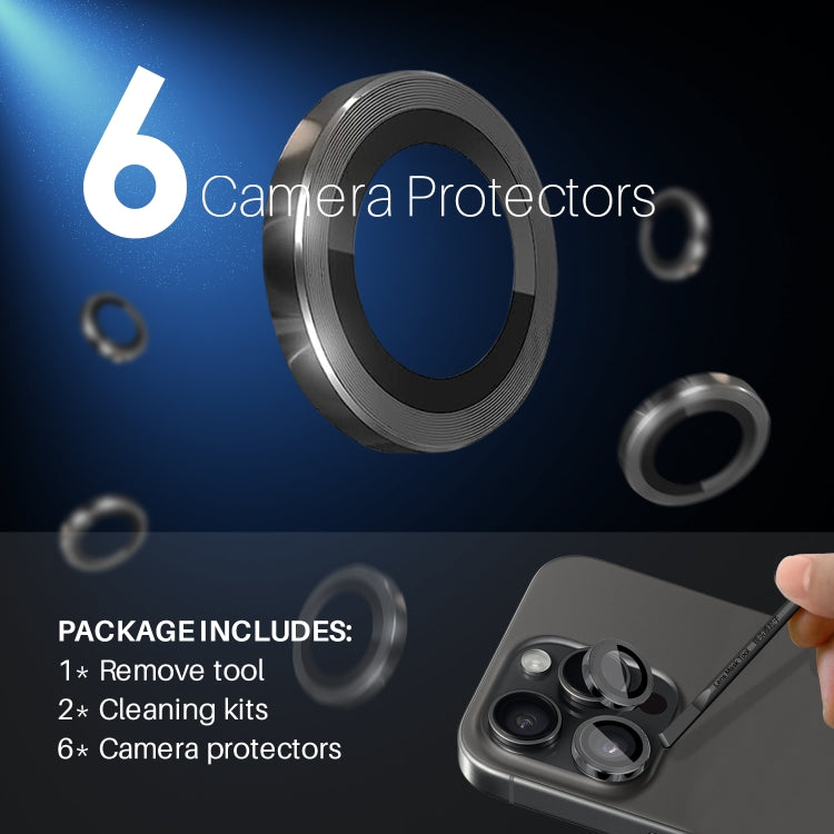 NORTHJO 2 Sets 6pcs Camera Lens Protector Cover Metal Ring Film, For iPhone 16 Pro / Pro Max