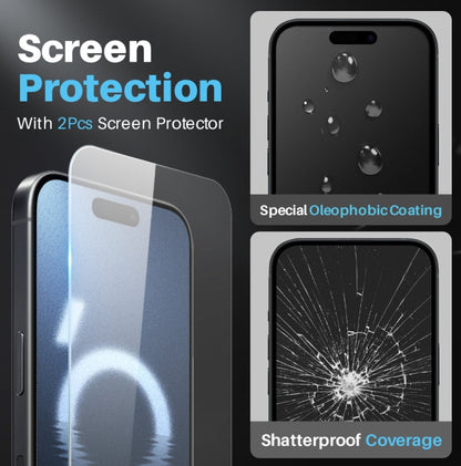 NORTHJO 5 in 1 Clear Phone Case with 2pcs Screen Film + 2pcs Camera Lens Film, For iPhone 16 Pro Max, For iPhone 16 Pro, For iPhone 16 Plus, For iPhone 16