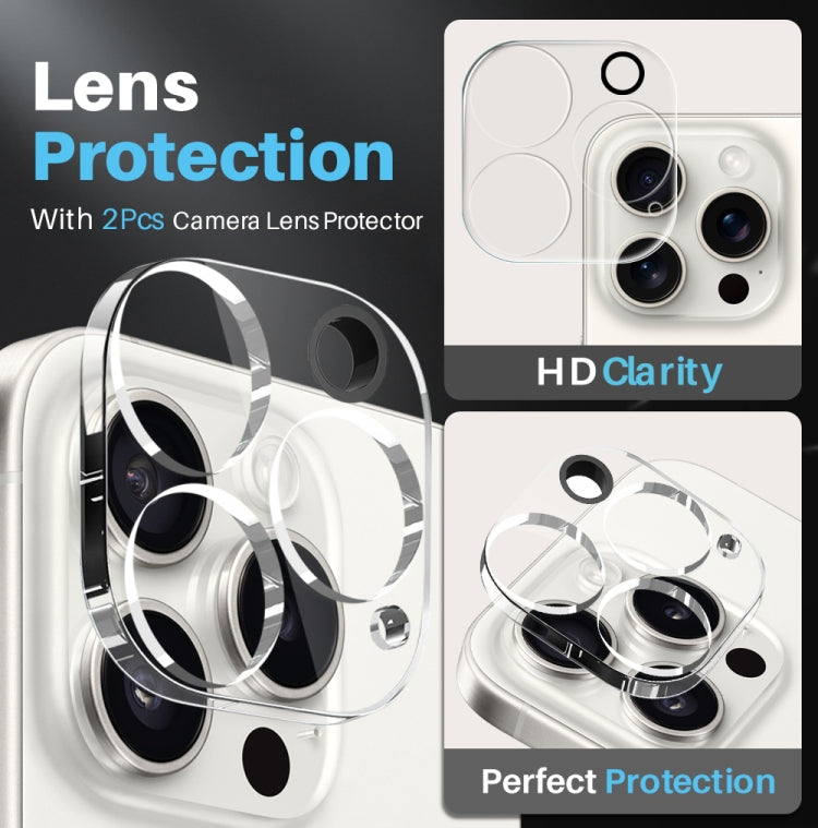 NORTHJO 5 in 1 Clear Phone Case with 2pcs Screen Film + 2pcs Camera Lens Film, For iPhone 16 Pro Max, For iPhone 16 Pro, For iPhone 16 Plus, For iPhone 16