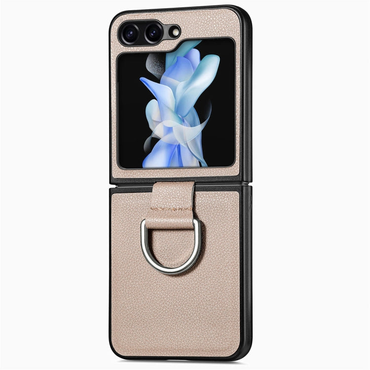 Litchi Texture Leather Ring Phone Case, For Samsung Galaxy Z Flip7 5G, For Samsung Galaxy Z Flip6 / Flip7 FE