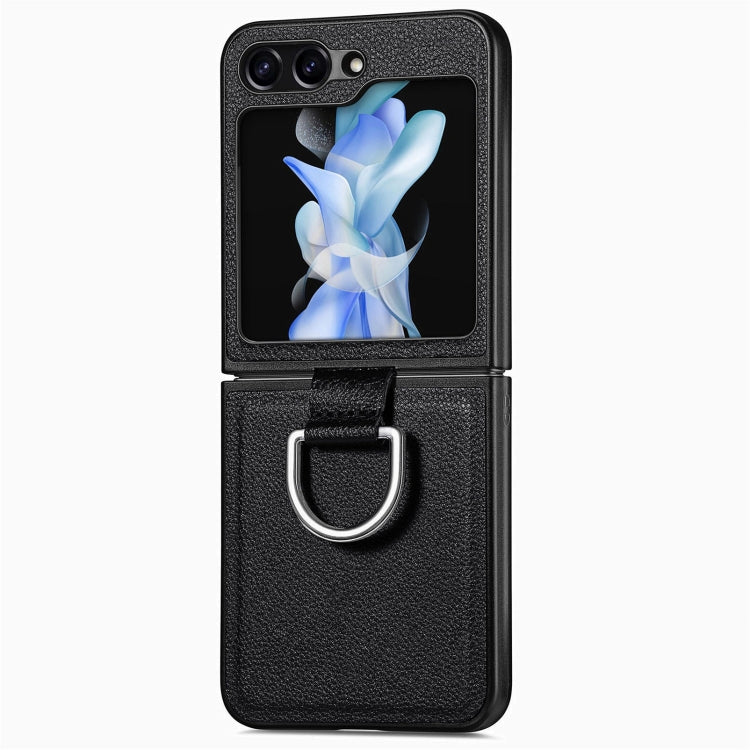 Litchi Texture Leather Ring Phone Case, For Samsung Galaxy Z Flip7 5G, For Samsung Galaxy Z Flip6 / Flip7 FE