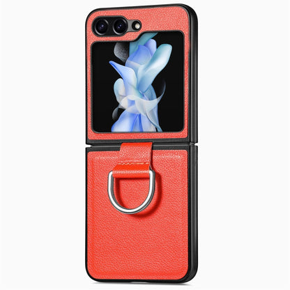 Litchi Texture Leather Ring Phone Case, For Samsung Galaxy Z Flip7 5G, For Samsung Galaxy Z Flip6 / Flip7 FE