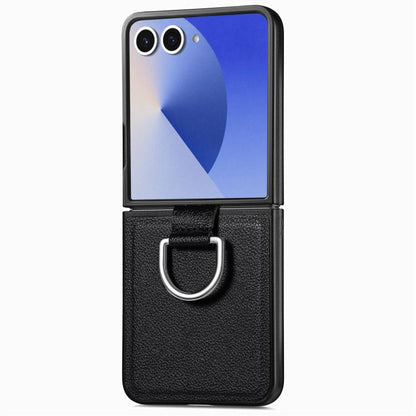 Litchi Texture Leather Ring Phone Case, For Samsung Galaxy Z Flip7 5G, For Samsung Galaxy Z Flip6 / Flip7 FE