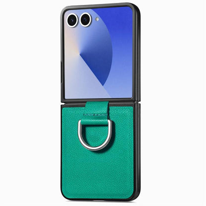 Litchi Texture Leather Ring Phone Case, For Samsung Galaxy Z Flip7 5G, For Samsung Galaxy Z Flip6 / Flip7 FE