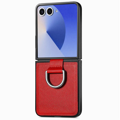 Litchi Texture Leather Ring Phone Case, For Samsung Galaxy Z Flip7 5G, For Samsung Galaxy Z Flip6 / Flip7 FE