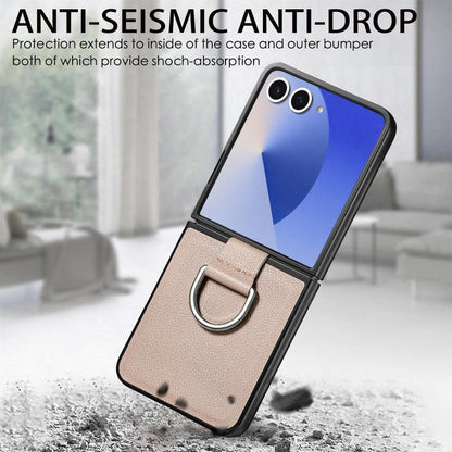 Litchi Texture Leather Ring Phone Case, For Galaxy Z Flip8 5G, For Galaxy Z Flip7 5G, For Galaxy Z Flip6 5G