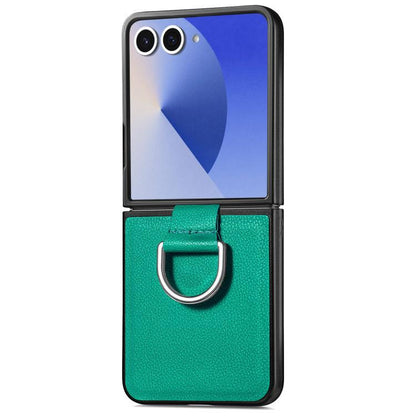 Litchi Texture Leather Ring Phone Case, For Galaxy Z Flip8 5G, For Galaxy Z Flip7 5G, For Galaxy Z Flip6 5G