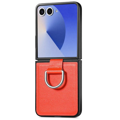 Litchi Texture Leather Ring Phone Case, For Galaxy Z Flip8 5G, For Galaxy Z Flip7 5G, For Galaxy Z Flip6 5G