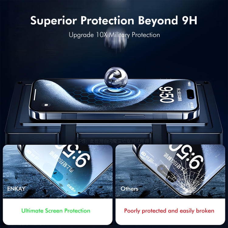 ENKAY 300C Super Large Arc Full Coverage High Aluminum-silicon Tempered Glass Film, For iPhone 16 Pro Max, For iPhone 16 Pro, For iPhone 15 Pro Max, For iPhone 15 Pro, For iPhone 14 Pro, For iPhone 14 Pro Max, For iPhone 12 Pro Max���������������������...