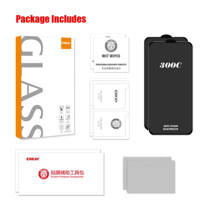 2pcs ENKAY 300C Super Large Arc Full Coverage High Aluminum-silicon Tempered Glass Film, For iPhone 16 Pro Max, For iPhone 16 Pro, For iPhone 15 Pro Max, For iPhone 15 Pro, For iPhone 14 Pro, For iPhone 14 Pro Max, For iPhone 12 Pro Max����������������...