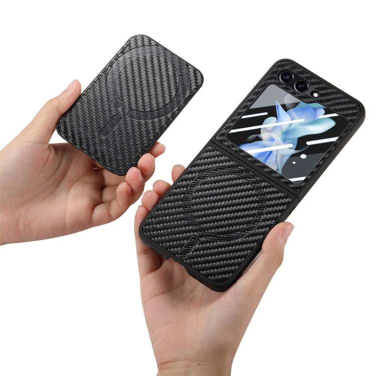 Carbon Fiber Ring Card Bag Magsafe Phone Case, For Samsung Galaxy Z Flip6 / Flip7 FE, For Samsung Galaxy Z Fold6