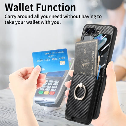 Carbon Fiber Ring Card Bag Magsafe Phone Case, For Samsung Galaxy Z Flip6 / Flip7 FE, For Samsung Galaxy Z Fold6