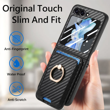 Carbon Fiber Ring Card Bag Magsafe Phone Case, For Samsung Galaxy Z Flip6 / Flip7 FE, For Samsung Galaxy Z Fold6
