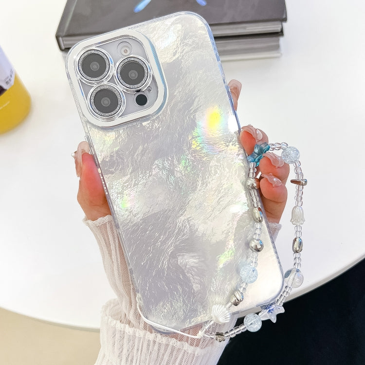 Plating Glitter Texture Chain Wristband TPU Phone Case with Lens Film, For iPhone 16 Pro Max