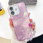 Plating Glitter Texture Chain Wristband TPU Phone Case with Lens Film, For iPhone 16 Plus