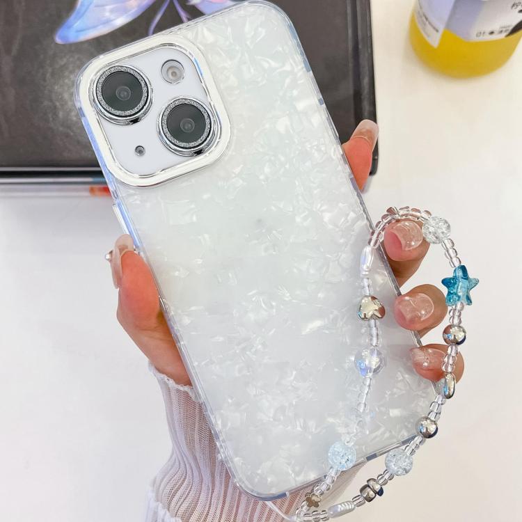 Plating Glitter Texture Chain Wristband TPU Phone Case with Lens Film, For iPhone 14