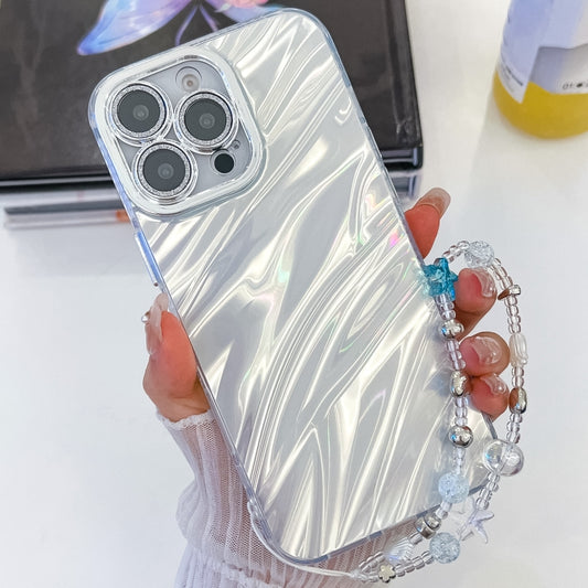 Plating Glitter Texture Chain Wristband TPU Phone Case with Lens Film, For iPhone 14 Pro Max