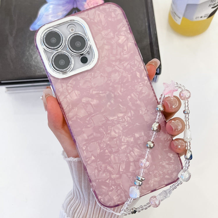 Plating Glitter Texture Chain Wristband TPU Phone Case with Lens Film, For iPhone 14 Pro Max