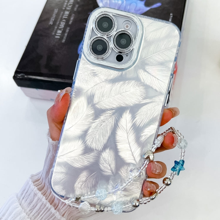 Plating Glitter Texture Chain Wristband TPU Phone Case with Lens Film, For iPhone 14 Pro Max