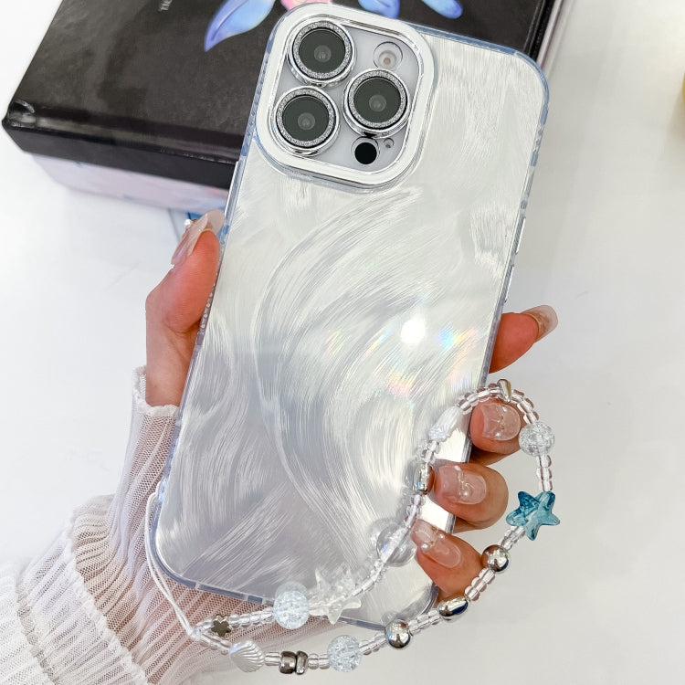 Plating Glitter Texture Chain Wristband TPU Phone Case with Lens Film, For iPhone 14 Pro Max