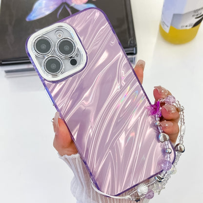 Plating Glitter Texture Chain Wristband TPU Phone Case with Lens Film, For iPhone 13 Pro Max