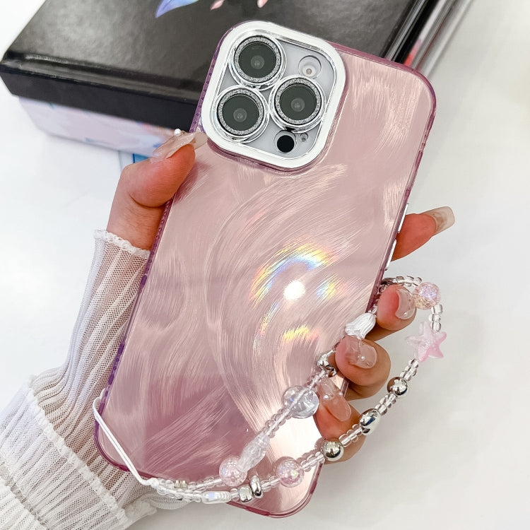 Plating Glitter Texture Chain Wristband TPU Phone Case with Lens Film, For iPhone 13 Pro Max