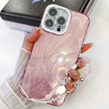 Plating Glitter Texture Chain Wristband TPU Phone Case with Lens Film, For iPhone 13 Pro Max