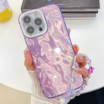 Plating Glitter Texture Chain Wristband TPU Phone Case with Lens Film, For iPhone 13 Pro Max