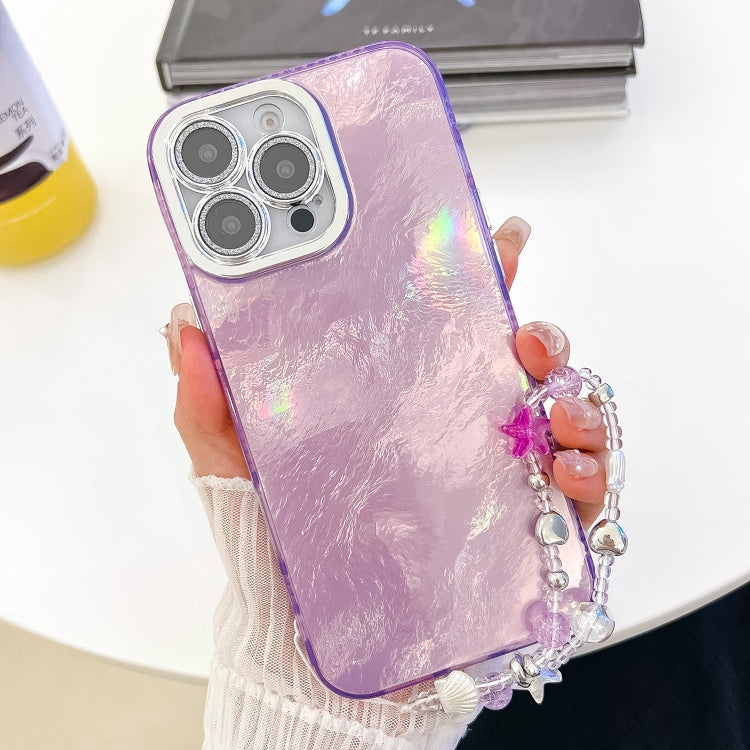 Plating Glitter Texture Chain Wristband TPU Phone Case with Lens Film, For iPhone 13 Pro Max